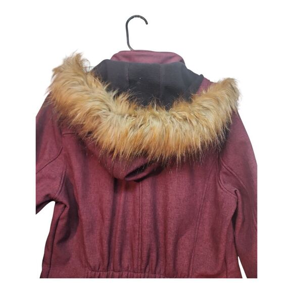 Celsius Premium Maroon Red Parka Coat Cinch Waist Fleece Lined Size XL - Picture 10 of 10
